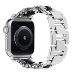 Diamond Vegan Leather Metal Watch Band, For Apple Watch 46mm / 49mm / 45mm / 44mm, For Apple Watch 42mm / 41mm / 40mm / 38mm