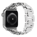 Diamond Vegan Leather Metal Watch Band, For Apple Watch 46mm / 49mm / 45mm / 44mm, For Apple Watch 42mm / 41mm / 40mm / 38mm