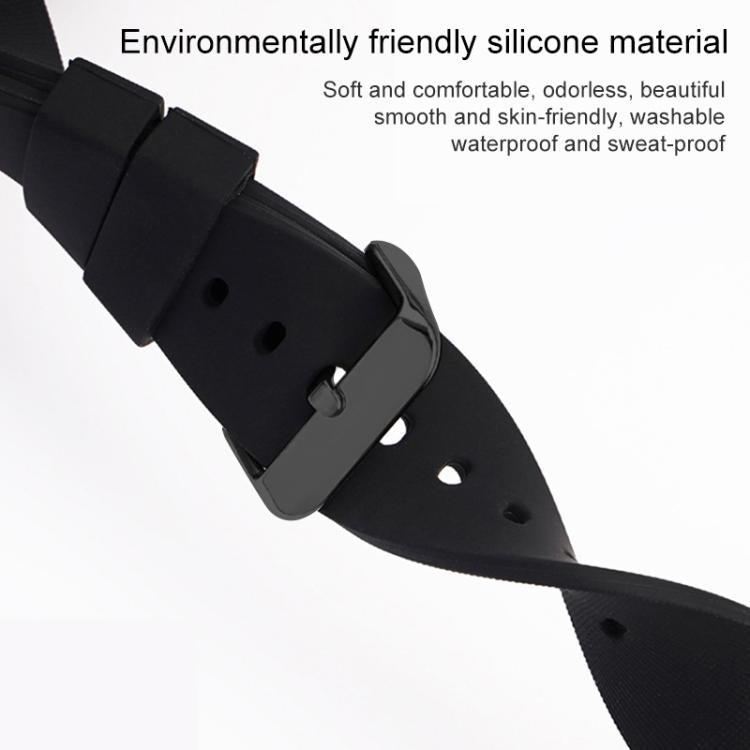 xDfind Stainless Steel Black Pin Buckle Solid Color Silicone Waterproof Watch Band, 16mm, 18mm, 19mm