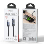 Yesido CA201 27W Type-C to 8 Pin OLED Display Charging Data Cable, Type-C to 8 Pin