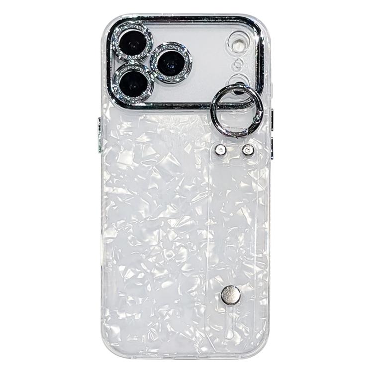 Plating Shell Texture Wristband Holder TPU Phone Case with Lens Film, For iPhone 17 Pro Max, For iPhone 17 Pro, For iPhone 17, For iPhone Air, For iPhone 16 Pro Max, For iPhone 16 Pro, For iPhone 16 Plus, For iPhone 16, For iPhone 15 Pro Max           ...