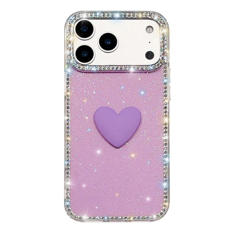 Flash Rhinestone Double-sided IMD Love Heart Phone Case, For iPhone 17e / 16e, For iPhone 17 Pro Max, For iPhone 17 Pro, For iPhone 17, For iPhone Air