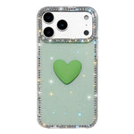 Flash Rhinestone Double-sided IMD Love Heart Phone Case, For iPhone 17e / 16e, For iPhone 17 Pro Max, For iPhone 17 Pro, For iPhone 17, For iPhone Air