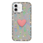Flash Rhinestone Double-sided IMD Love Heart Phone Case, For iPhone 17e / 16e, For iPhone 17 Pro Max, For iPhone 17 Pro, For iPhone 17, For iPhone Air