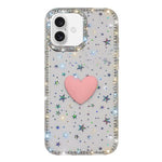 Flash Rhinestone Double-sided IMD Love Heart Phone Case, For iPhone 17e / 16e, For iPhone 17 Pro Max, For iPhone 17 Pro, For iPhone 17, For iPhone Air