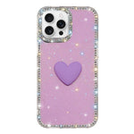 Flash Rhinestone Double-sided IMD Love Heart Phone Case, For iPhone 16 Pro Max, For iPhone 16 Pro, For iPhone 16 Plus, For iPhone 16, For iPhone 15 Pro Max