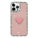 Flash Rhinestone Double-sided IMD Love Heart Phone Case, For iPhone 16 Pro Max, For iPhone 16 Pro, For iPhone 16 Plus, For iPhone 16, For iPhone 15 Pro Max