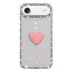 Flash Rhinestone Double-sided IMD Love Heart Phone Case, For iPhone 17e / 16e, For iPhone 17 Pro Max, For iPhone 17 Pro, For iPhone 17, For iPhone Air