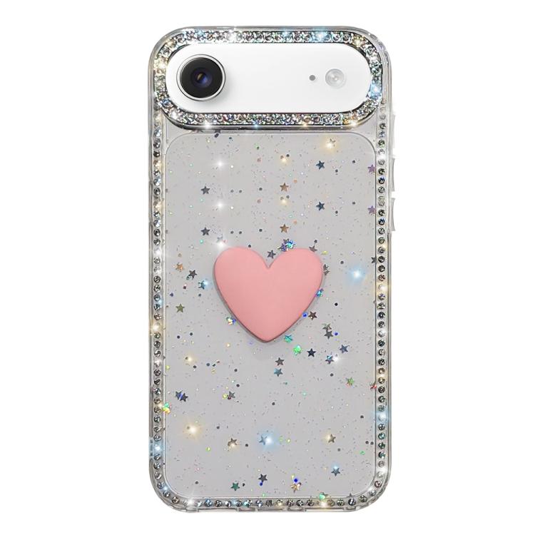 Flash Rhinestone Double-sided IMD Love Heart Phone Case, For iPhone 17e / 16e, For iPhone 17 Pro Max, For iPhone 17 Pro, For iPhone 17, For iPhone Air