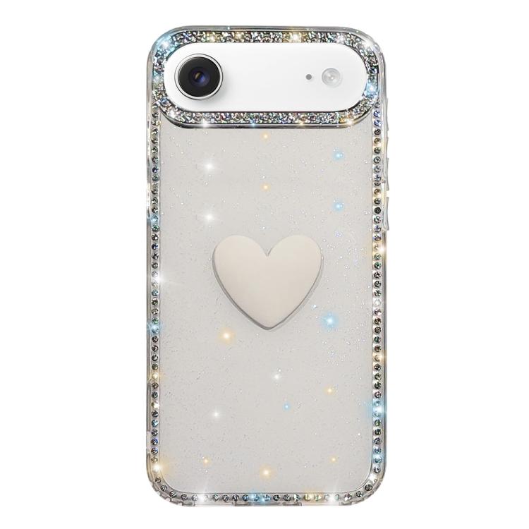 Flash Rhinestone Double-sided IMD Love Heart Phone Case, For iPhone 17e / 16e, For iPhone 17 Pro Max, For iPhone 17 Pro, For iPhone 17, For iPhone Air