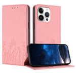 Tulips Butterfly Pattern Magnetic Vegan Leather Phone Case, For iPhone Air, For iPhone 16 Pro Max, For iPhone 16 Pro, For iPhone 16 Plus