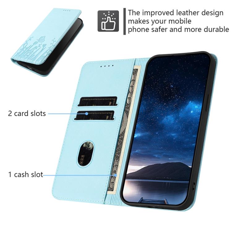 Tulips Butterfly Pattern Magnetic Vegan Leather Phone Case, For iPhone 17e / 16e, For iPhone 17 Pro Max, For iPhone 17 Pro, For iPhone 17