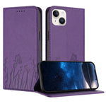 Tulips Butterfly Pattern Magnetic Vegan Leather Phone Case, For iPhone 15, For iPhone 14 Plus, For iPhone 14, For iPhone 14 Pro