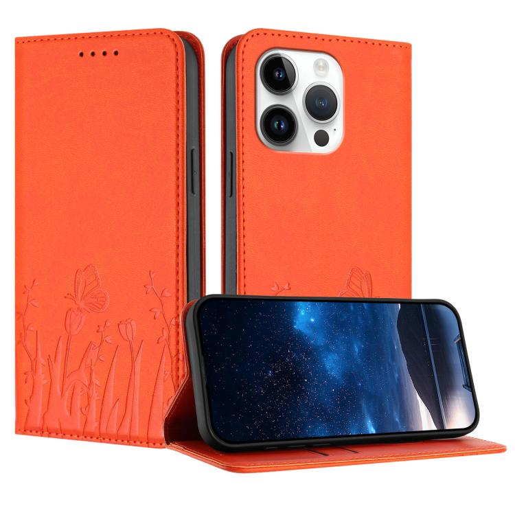 Tulips Butterfly Pattern Magnetic Vegan Leather Phone Case, For iPhone 14 Pro Max, For iPhone SE 2022 / SE 2020 / 7 / 8, For iPhone 13 Pro Max, For iPhone 13 Pro