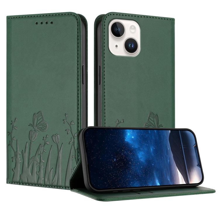 Tulips Butterfly Pattern Magnetic Vegan Leather Phone Case, For iPhone 13, For iPhone 13 mini, For iPhone 12 / 12 Pro, For iPhone 12 Pro Max