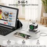 XL-16 3 in 1 20W USB + Type-C Multifunctional Charger For Apple Watch Wireless Charging Function,Plug: US Plug