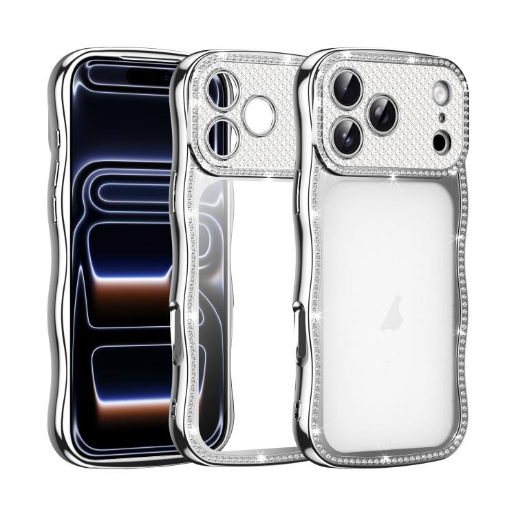 Wave Twisting Star Diamond Shockproof Electroplate TPU Phone Case, For iPhone 17 Pro Max, For iPhone 17 Pro, For iPhone 17, For iPhone 16 Pro Max, For iPhone 16 Pro, For iPhone 16