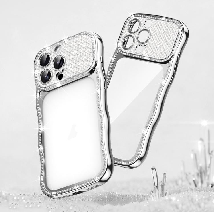 Wave Twisting Star Diamond Shockproof Electroplate TPU Phone Case, For iPhone 17 Pro Max, For iPhone 17 Pro, For iPhone 17, For iPhone 16 Pro Max, For iPhone 16 Pro, For iPhone 16