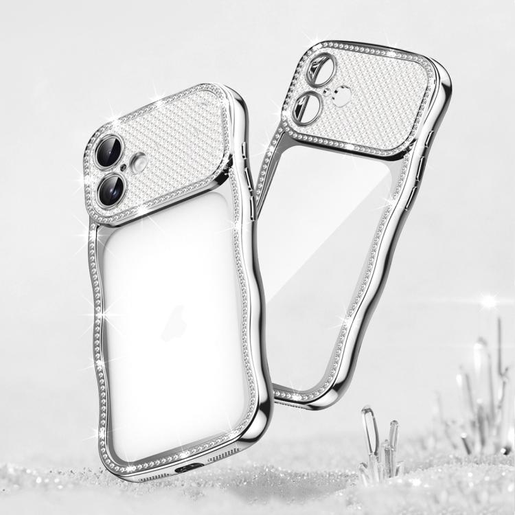 Wave Twisting Star Diamond Shockproof Electroplate TPU Phone Case, For iPhone 17 Pro Max, For iPhone 17 Pro, For iPhone 17, For iPhone 16 Pro Max, For iPhone 16 Pro, For iPhone 16