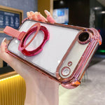 Crystal Shield Ring Holde TPU + Acrylic Magnetic Phone Case, For iPhone 17 Pro Max, For iPhone 17 Pro, For iPhone 17, For iPhone Air, For iPhone 16 Pro Max, For iPhone 16 Pro