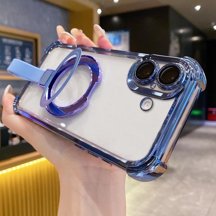 Crystal Shield Ring Holde TPU + Acrylic Magnetic Phone Case, For iPhone 16 Plus, For iPhone 16, For iPhone 15 Pro Max, For iPhone 15 Pro, For iPhone 15 Plus, For iPhone 15