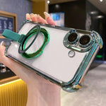 Crystal Shield Ring Holde TPU + Acrylic Magnetic Phone Case, For iPhone 16 Plus, For iPhone 16, For iPhone 15 Pro Max, For iPhone 15 Pro, For iPhone 15 Plus, For iPhone 15