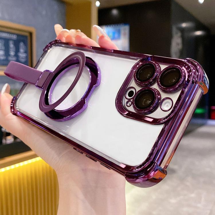 Crystal Shield Ring Holde TPU + Acrylic Magnetic Phone Case, For iPhone 16 Plus, For iPhone 16, For iPhone 15 Pro Max, For iPhone 15 Pro, For iPhone 15 Plus, For iPhone 15