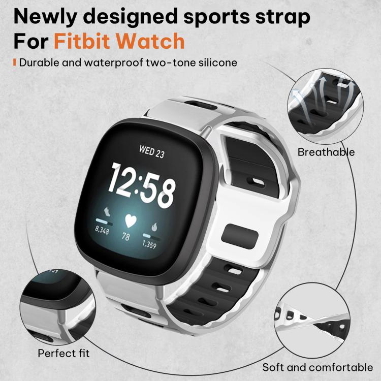 xDfind Flat-head Dual-color Silicone Watch Band, For Fitbit Versa 4 / 3 / Sense2 / 1, For Fitbit Versa 2/Versa/Versa Lite/Blaze