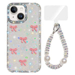 Sparkling IMD Colorful Bow Phone Case with Bracelet, For iPhone 13 Pro, For iPhone 13