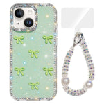 Sparkling IMD Colorful Bow Phone Case with Bracelet, For iPhone 13 Pro, For iPhone 13