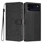 Tree Cat Embossed Flip Vegan Leather Phone Case, For iPhone 17e / 16e, For iPhone 17 Pro Max, For iPhone 17 Pro, For iPhone 17, For iPhone Air, For iPhone 16 Pro Max