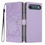Tree Cat Embossed Flip Vegan Leather Phone Case, For iPhone Air, For iPhone 16 Pro Max, For iPhone 16 Pro, For iPhone 16 Plus, For iPhone 16, For iPhone 15 Pro Max