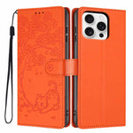 Tree Cat Embossed Flip Vegan Leather Phone Case, For iPhone 16 Pro, For iPhone 16 Plus, For iPhone 16, For iPhone 15 Pro Max, For iPhone 15 Pro, For iPhone 15 Plus