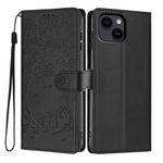 Tree Cat Embossed Flip Vegan Leather Phone Case, For iPhone 16 Pro, For iPhone 16 Plus, For iPhone 16, For iPhone 15 Pro Max, For iPhone 15 Pro, For iPhone 15 Plus