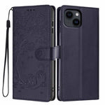 Tree Cat Embossed Flip Vegan Leather Phone Case, For iPhone 16 Pro, For iPhone 16 Plus, For iPhone 16, For iPhone 15 Pro Max, For iPhone 15 Pro, For iPhone 15 Plus
