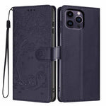 Tree Cat Embossed Flip Vegan Leather Phone Case, For iPhone 14 Pro Max, For iPhone 13 Pro Max, For iPhone 13 Pro, For iPhone 13, For iPhone 12 Pro Max, For iPhone 12 / 12 Pro