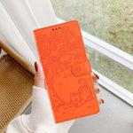 Tree Cat Embossed Flip Vegan Leather Phone Case, For iPhone 18 Pro, For iPhone 18 Pro Max, For iPhone 17e / 16e, For iPhone 17 Pro Max, For iPhone 17 Pro, For iPhone 17