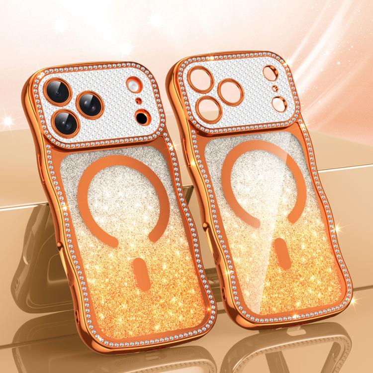 Wavy Frame Star Diamond Electroplate TPU Glitter Magnetic Phone Case, For iPhone 17 Pro Max, For iPhone 17 Pro, For iPhone 17, For iPhone 16 Pro Max, For iPhone 16 Pro, For iPhone 16