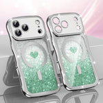 Wavy Frame Star Diamond Electroplate TPU Glitter Heart Magnetic Phone Case, For iPhone 17 Pro Max, For iPhone 17 Pro, For iPhone 17, For iPhone 16 Pro Max, For iPhone 16 Pro, For iPhone 16