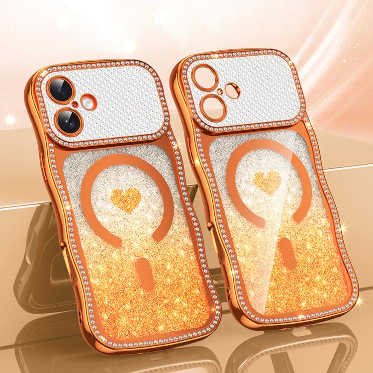 Wavy Frame Star Diamond Electroplate TPU Glitter Heart Magnetic Phone Case, For iPhone 17 Pro Max, For iPhone 17 Pro, For iPhone 17, For iPhone 16 Pro Max, For iPhone 16 Pro, For iPhone 16