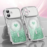 Wavy Frame Star Diamond Electroplate TPU Glitter Heart Magnetic Phone Case, For iPhone 17 Pro Max, For iPhone 17 Pro, For iPhone 17, For iPhone 16 Pro Max, For iPhone 16 Pro, For iPhone 16