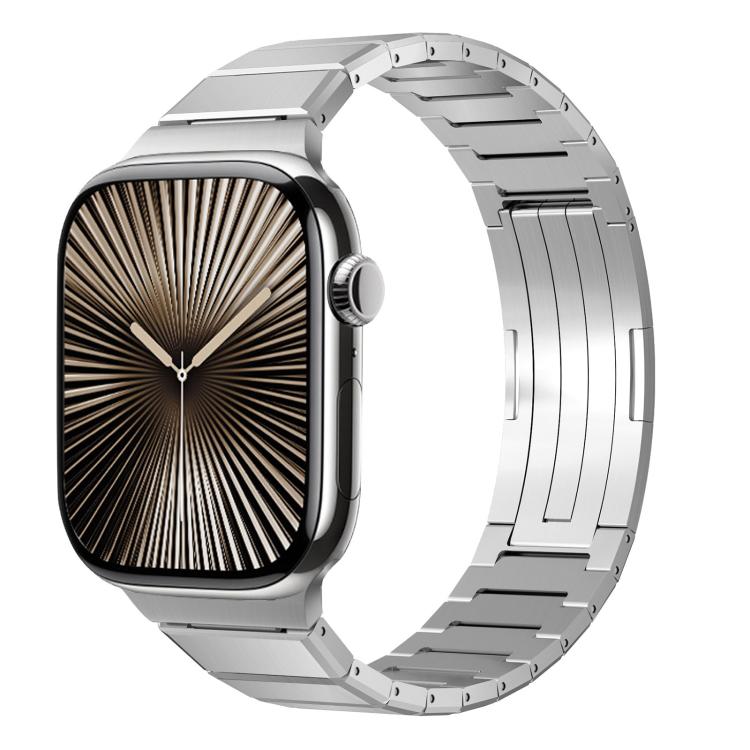 One Bead Folding Clasp Metal Titanium Alloy Watch Band, For Apple Watch 46mm / 49mm / 45mm / 44mm, For Apple Watch 42mm / 41mm / 40mm / 38mm