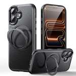 Leather Texture 360 Degrees Rotating Magnetic Holder Phone Case, For iPhone 18 Pro, For iPhone 18 Pro Max, For iPhone 17 Pro Max, For iPhone 17 Pro, For iPhone 17, For iPhone Air, For iPhone 16 Pro Max, For iPhone 16 Pro, For iPhone 16 Plus, For iPhone 16