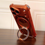 Walnut Metal Frameless 360 Degree Rotation Holder MagSafe Phone Case, For iPhone 17 Pro Max, For iPhone 17 Pro