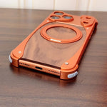 Walnut Metal Frameless 360 Degree Rotation Holder MagSafe Phone Case, For iPhone 17 Pro Max, For iPhone 17 Pro
