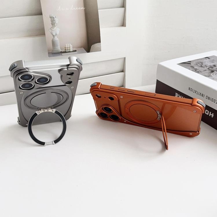 Weasel Original Color Metal Frameless 360 Rotation Holder Magnetic Phone Case, For iPhone 17 Pro Max, For iPhone 17 Pro