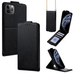 Vertical Flip Cover Solid Color Vegan Leather Phone Case with Crossbody Chain, For iPhone 11 Pro Max, For iPhone 11, For iPhone 11 Pro