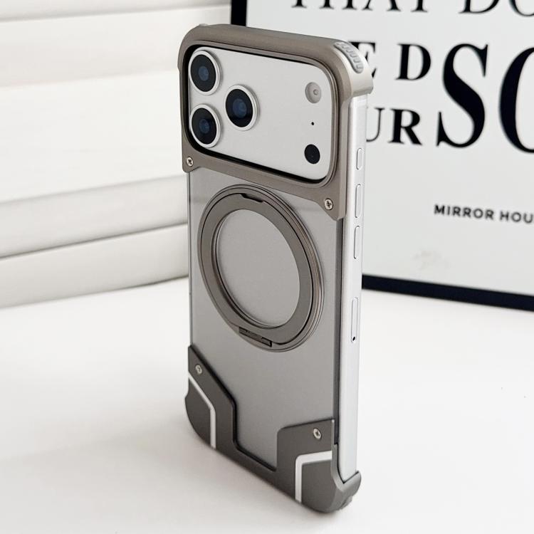 Armor Original Color Metal Frameless 360 Rotation Holder Magnetic Phone Case, For iPhone 17 Pro Max, For iPhone 17 Pro