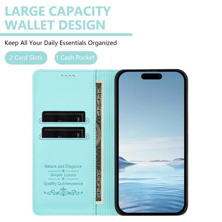 Cute Cats Embossed Magnetic RFID Vegan Leather Phone Case, For iPhone Air, For iPhone 16 Pro Max, For iPhone 16 Pro, For iPhone 16 Plus