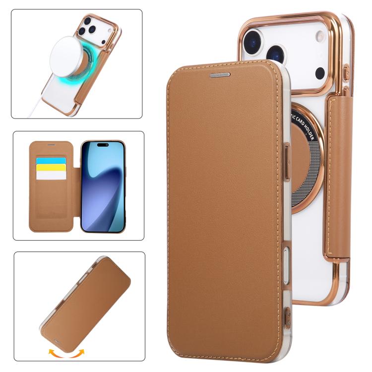 Ultra-thin Magnetic Plating Vegan Leather Phone Case, For iPhone 17 Pro Max, For iPhone 17 Pro, For iPhone 17, For iPhone Air, For iPhone 16e, For iPhone 16 Pro Max